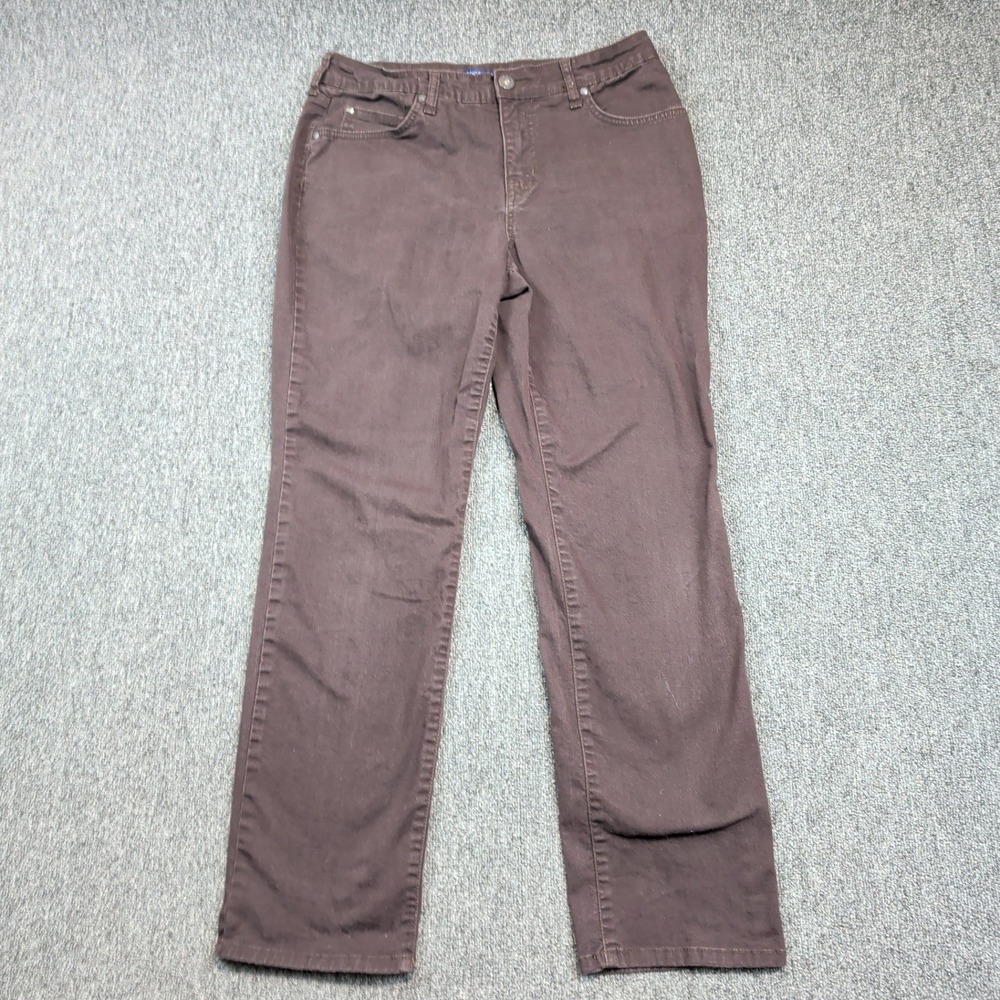 Bandolino Mandie Jeans 10 Brown Straight‎ Leg Classic Dark Academia Minimalist